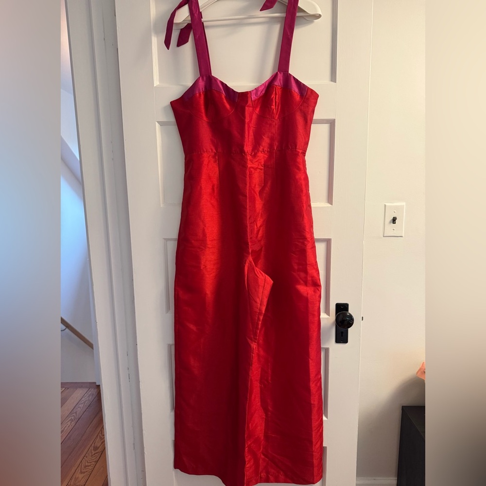 Hutch Red Sleeveless Jumpsuit with Fitted Silhouette